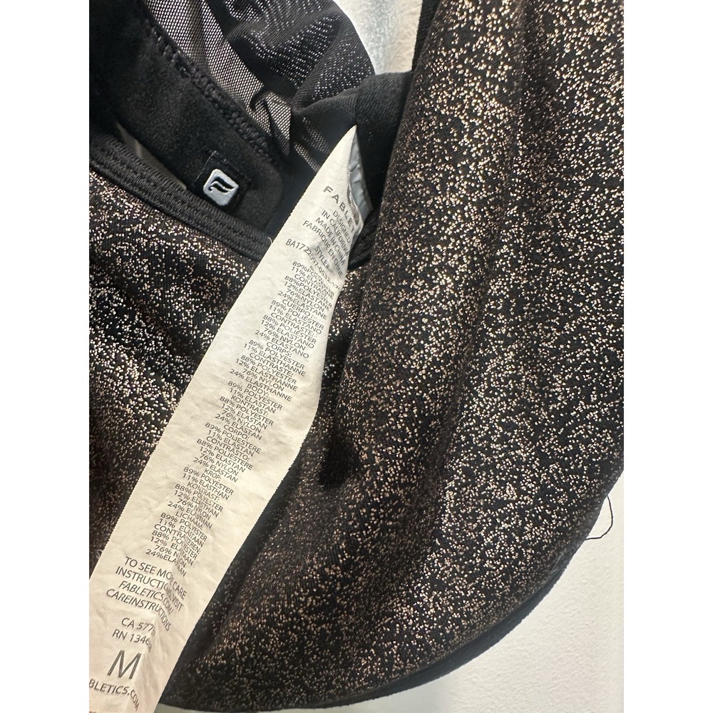 Fabletics Black Gold Sports Bra Medium - Picture 2 of 3